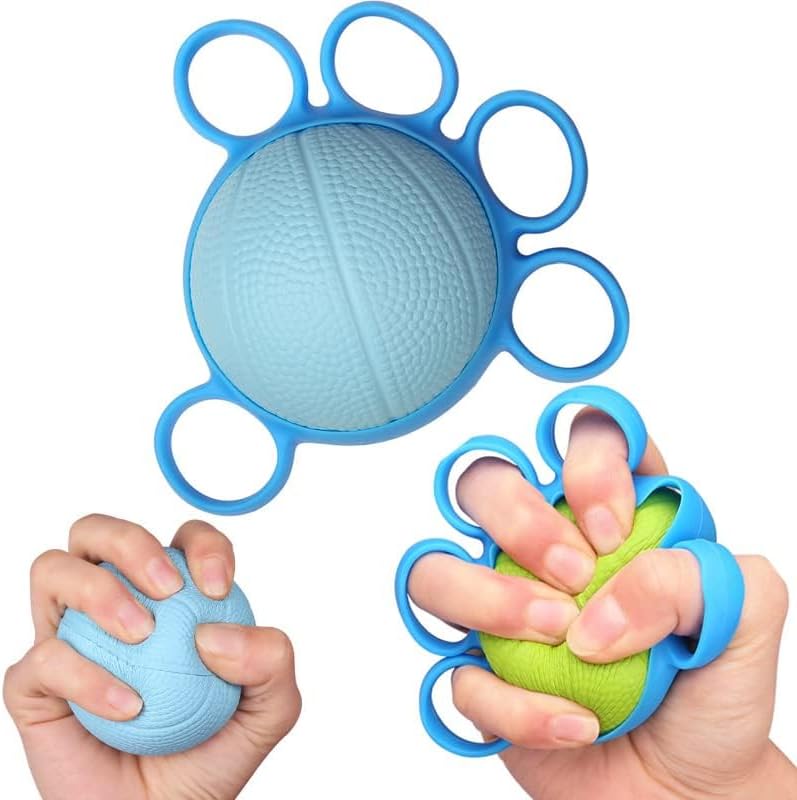 Finger Exercise Ball Set, Adjustable Resistance Silicone Hand Strengthener for Grip Training & Physical Therapy, Forearm Wrist Rehabilitation Tool with Stress Relief Function