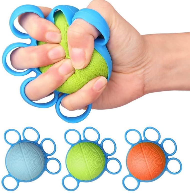 Finger Exercise Ball Set, Adjustable Resistance Silicone Hand Strengthener for Grip Training & Physical Therapy, Forearm Wrist Rehabilitation Tool with Stress Relief Function