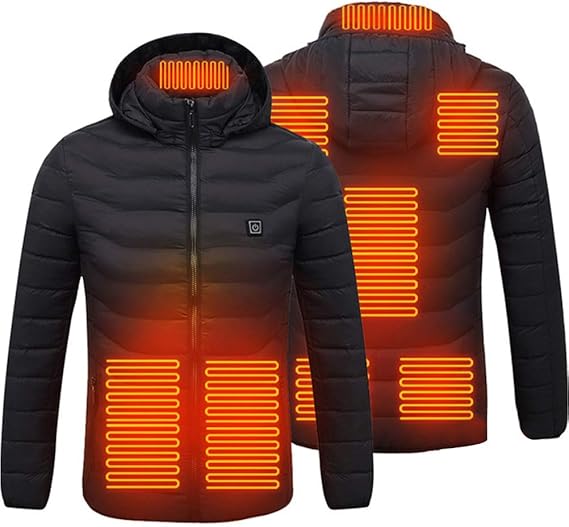 Eeneme Heated Vest, Unisex Heated Coat for men women, Lightweight USB Rechargeable Electric Heated Jacket with 8 Heating Zones, Winter Warming Jacket Coat, Black, S