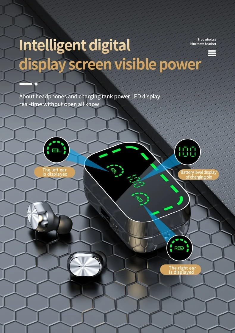 Jaiyana YD05 mirror wireless headphones led digital display headset waterproof noise-cancellation gaming in-ear earbuds