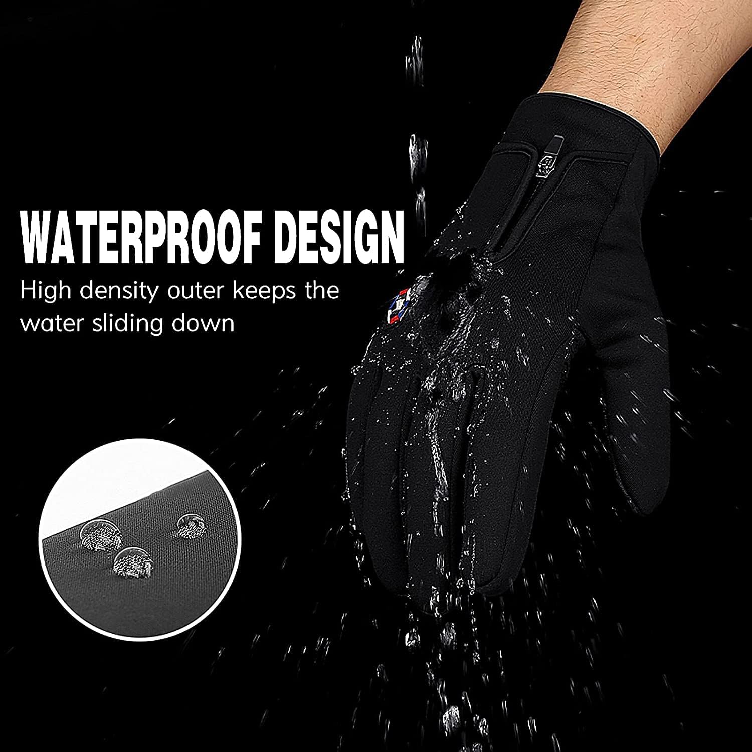 KASTWAVE Cycling Gloves, Bicycling Gloves, Anti Slip Shock Absorbing Men Women Winter Cycling Gloves Three Fingers Touch-Screen Fleece Windproof Waterproof Warm Outdoors Sport Gloves