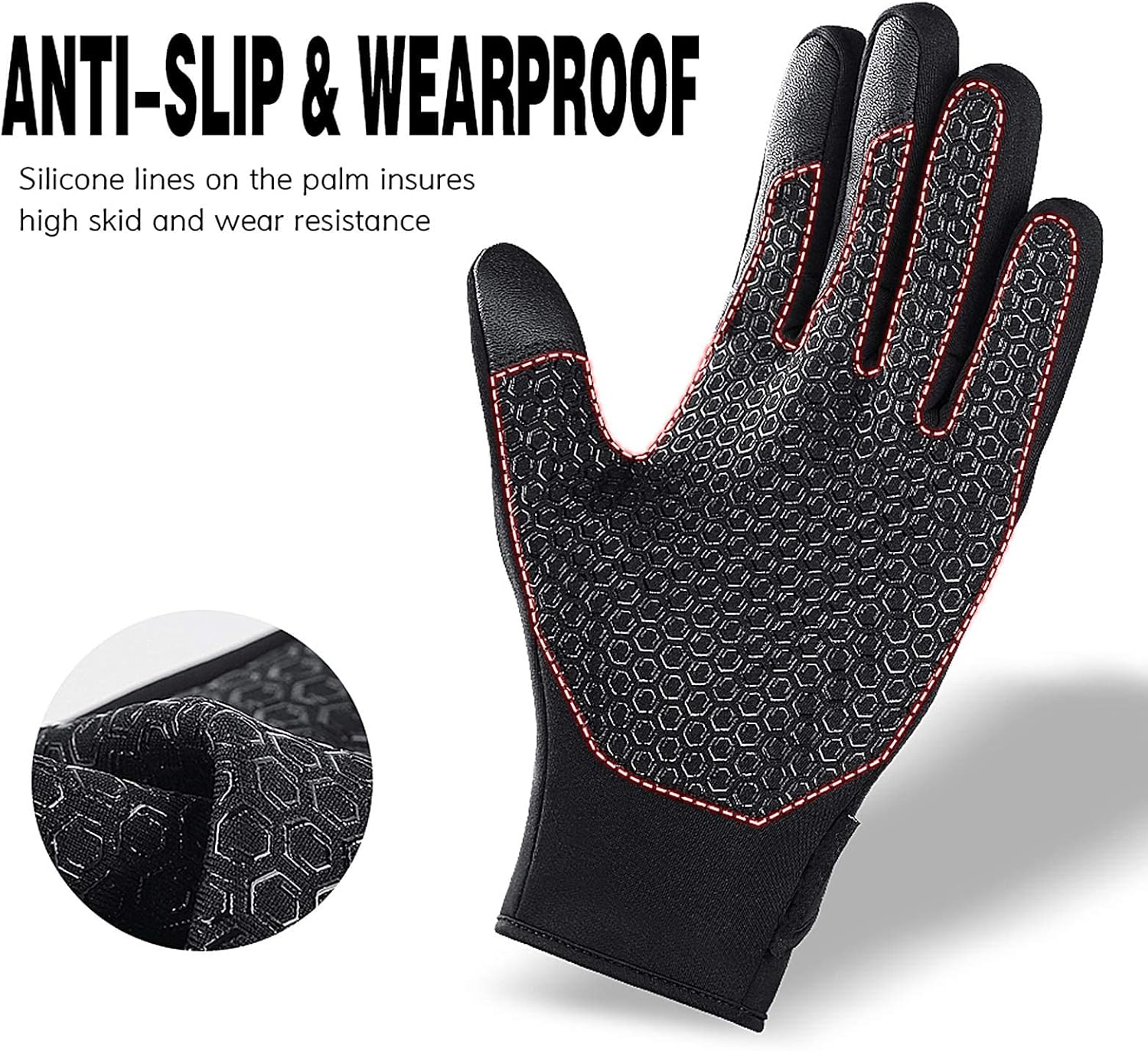 KASTWAVE Cycling Gloves, Bicycling Gloves, Anti Slip Shock Absorbing Men Women Winter Cycling Gloves Three Fingers Touch-Screen Fleece Windproof Waterproof Warm Outdoors Sport Gloves